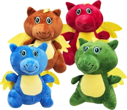 Petit dragon en peluche coloré 19 cm