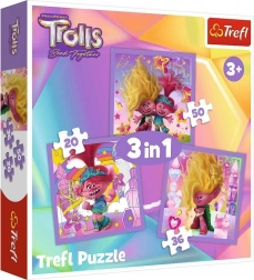 Trefl puzzle Trolls 3in1 – Incontra i Troll (20, 36 e 50 pezzi)