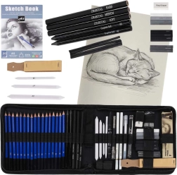 Set de croquis et dessin 54 pièces avec étui et carnet A5