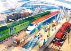 Sestavljanka 100 koščkov Železniška postaja