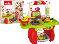 Kids’ Supermarket – shopping basket, cash register, scale and groceries (13-piece set)