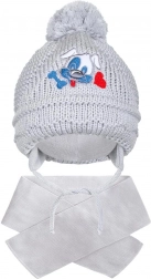 bonnet d’hiver enfant avec écharpe New Baby petit chien gris (3–4 ans)