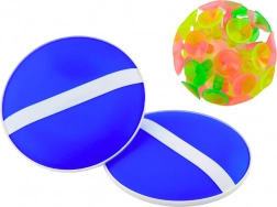 Hra na zručnosť s okrúhlymi pálkami a loptičkou s prísavkami Modrá