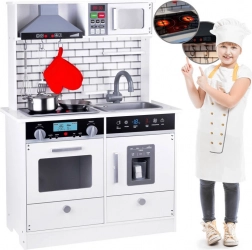 Grote houten keuken met licht en geluid