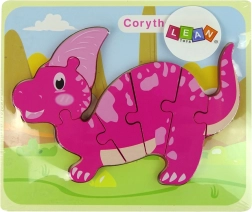 Wooden Puzzle Dinosaur Corythosaurus Pink and Spinosaurus Purple