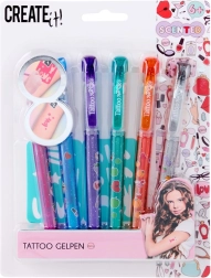 Tetoválókészlet illatos zselés tollakkal és sablonokkal, 6 szín