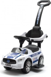 Otroški poganjalec s potisno palico in zvoki POLICE – bel