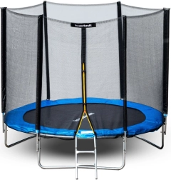 Trampolino da giardino con rete di protezione esterna 8 ft 244–252 cm con scaletta
