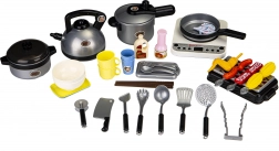 Children's Kitchen and Grilling Set with Sound and LED, 40 Pieces