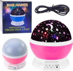 Rotirajuća LED lampica i projektor zvijezda 360° – ružičasta