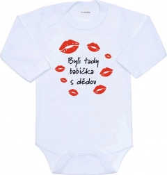 Babybody met print New Baby Oma en opa waren hier, lange mouw