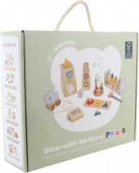 Fából készült oktatószett totyogóknak 12–18 hónapos korig – PolarB Grow‑With‑Me Box