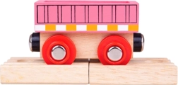 Pink BIGJIGS RAIL Wagon with Magnetic Couplers and 2 Wooden Track Pieces