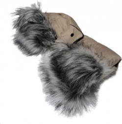 2-in-1 stroller hand muff with faux fur latte New Baby