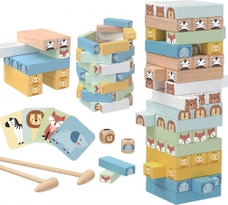 WOOPRIE Drvena igra Drhtava kula Životinjice 82 kom
