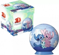 3D Puzzle Ball DISNEY Stitch & Angel, 54 pieces