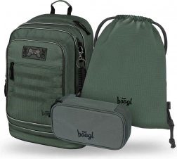 Baagl Set 3 Cubic Grove: zaino, astuccio, sacca
