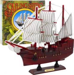 Dekoratív modell háromárbocos piros 24x23 cm