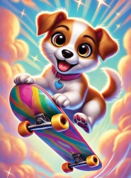 Wooden puzzle: puppy on a skateboard, 40 pieces
