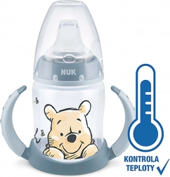 Kojenecká fľaša NUK Medvedík Pú s kontrolou teploty 150 ml sivá