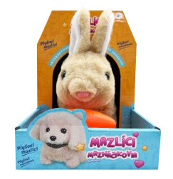 Interactive plush bunny with a carrot