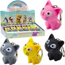 Cicás kulcstartó LED zseblámpával és hanggal, vegyes színek