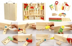 Wooden Tool Set for Kids in a Toolbox - 30pcs
