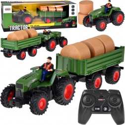 Kinder RC-tractor met aanhanger en hooibalen op afstandsbediening
