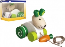 Houten trekkonijn met wortel voor de eerste stapjes