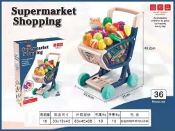 Blue shopping basket with accessories for children