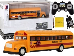 Yellow school bus remotely controlled with opening doors