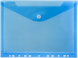 Pochette à bouton A4 avec euro-perforation Opaline bleue (lot de 5)