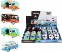 retro busz lendkerekes meghajtással, fénnyel és hanggal, 12 cm