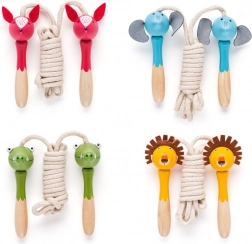 Skakanki dla dzieci z drewnianymi uchwytami w kształcie zwierząt