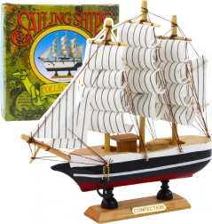 Dekoratives Modell dreimastige Schwarz-Weiß 21x21 cm