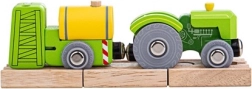 Bigjigs Rail tractor with trailer – green