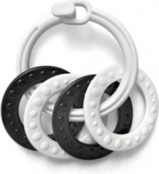 Rings with 4 shapes, black-and-white, plastic, from birth