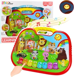 Interactive educational animal board with piano and quiz