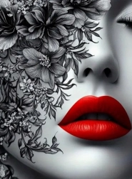 Diamantmaleri kvinde med røde læber 30 × 40 cm