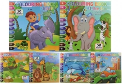 Coloriages avec autocollants – peinture par numéros, 5 feuilles et 2 planches d’autocollants