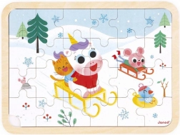 Janod puzzle in legno con ricerca delle differenze – slittino, 24 pezzi