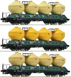 Roco set of three cement freight wagons ČSD H0 Uacs (Raj)