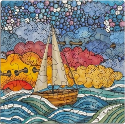 Kvadratne sestavljanke Q Silver: jadrnica, 72 koščkov