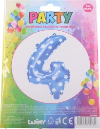 Felfújható 4-es számú kék lufi csillagokkal