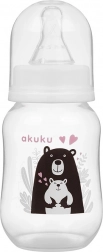 Akuku Baby Bottle 125 ml with Bear Motif, White