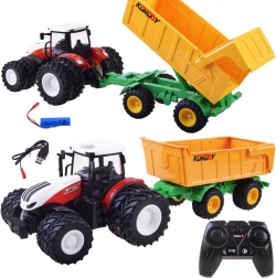 Tracteur RC télécommandé avec roues en caoutchouc et remorque basculante 2,4 GHz