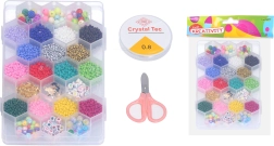 Perlenset mit Faden, Schere und Verschlüssen