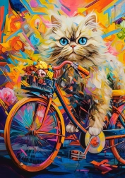 500-Piece Puzzle – Kitten on a Bike