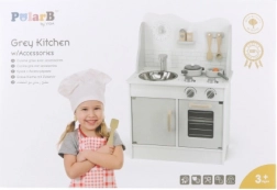 wooden kids’ kitchen with accessories POLARB eco grey