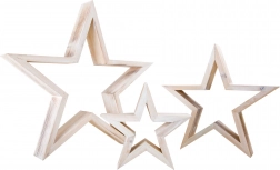 Wooden star decoration – white set
